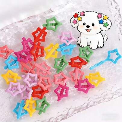 Assorted Candy Color Dopamine Star, Frog, Bow Tie Mini Hair Clips, Pet Hair Accessories