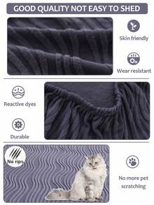 1 PC Sakura Bank Shake Fleece Elastic Anti Cat Scratch Sofa Cover Four Seasons All Inclusive Universal Set Sofa Hat Cushion,Suitable For Living Room Sofa Protection Of L-Shaped Sofas And 1, 2, 3, 4 Seat Sofas - Thin Vines - Dark Gray - View 4