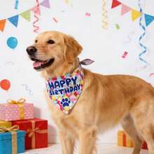 Dog Birthday Bandana Scarf, Happy Birthday Boy Girl Dog Neckerchief, Pet Birthday Party Costume Accessories - Multicolor - View 7