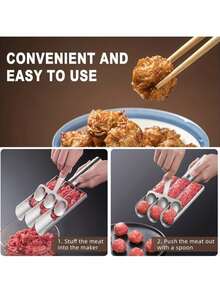 1/2件装不锈钢不粘肉丸制作器，肉丸夹，蛋糕球肉丸制作器冰夹，厨房饼干面团勺 - 銀色 - 查看 7