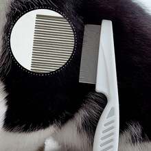 Premium Cat Hair Comb: Stainless Steel Detangling And Massaging Tool With Dense Teeth For Effective Shedding Control And Grooming. - White - View 1