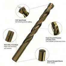 13件套钴合金钻头组，M35螺旋设计，适用于金属、铸件、木材和塑料。包装于坚固的金属盒中，是金属加工的理想之选。