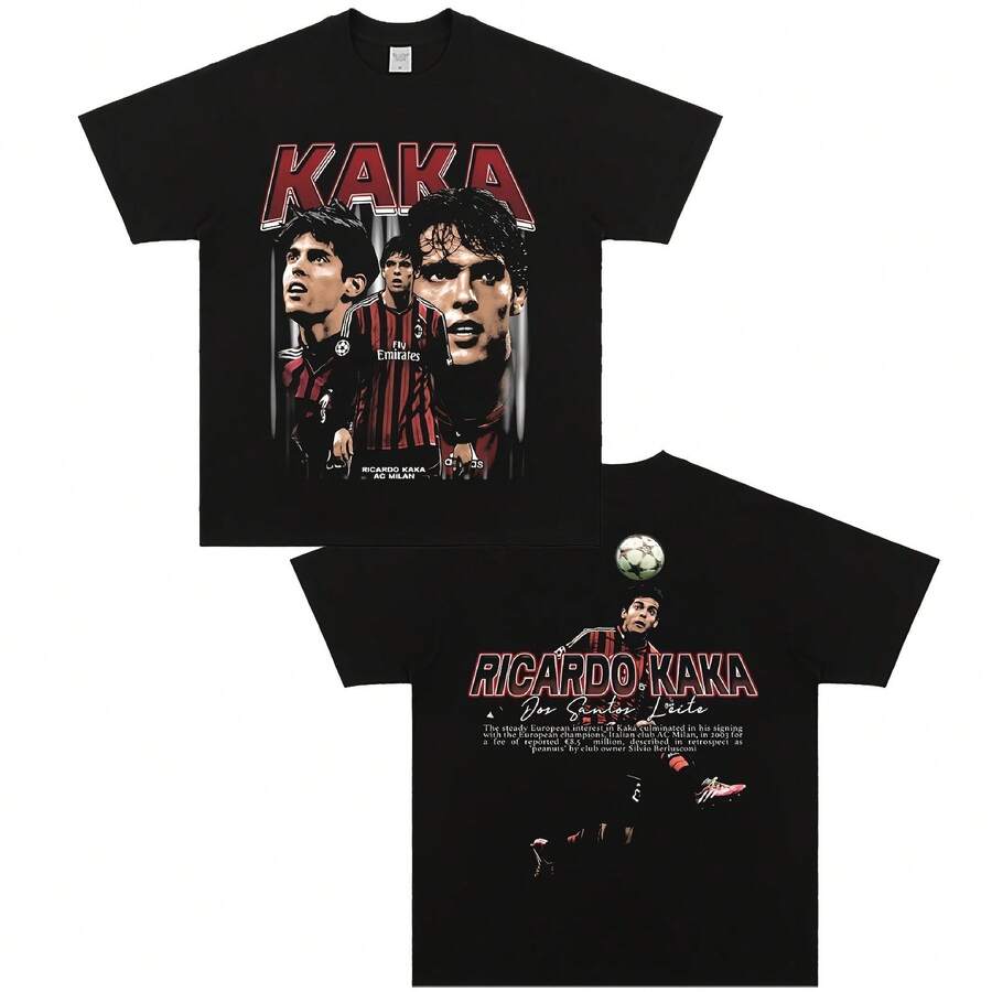 1PC Ricardo Kaka AC Milan Retro Graphic Women's Ttshirt Football Retro Style Shirt - 黑色 - 查看 1