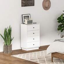 Four-Drawer Chest/Sideboard, Made Of Composite Wood, Modern Style Storage Unit, Ideal For The Living Room, Bedroom Or Entryway, 47 X 29 X 75 Cm, White - White - View 2