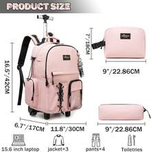 Kids Rolling Backpack With Wheels Unisex Suitcase Carry On Luggage For Elementary Middle High School Students - Berwarna merah muda - View 2