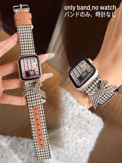 1 Piece Beige And Colorful Autumn/Winter Festival New Year Valentine's Day Gift Watch Strap, Embroidered Floral Pattern Nylon Woven Cute Bow Decoration, Dopamine Color Wristband, Compatible With Apple Watch Ultra 3/2/1 SE S11/S10/S9/S8/S7/S6/S5/S4/S3/S2/S1 Series