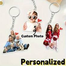 Personalized Photo Keychain, Dog Dad Gift, Customized Acrylic Ornament, Dog Keychain, Pet Photo, Logo Printed Keychain, Family Photo Keychain - Multicolor - View 1