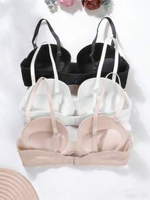 3pcs/Set Women's Solid Color Underwire Bras With Removable Straps (Recommend Sizing Up) - Multicolor - View 4