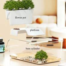 1 Stück Premium Heim-Schildkröten-Habitat Tank, Desktop Aufbewahrungsfischbecken, Landschafts-Krabben-Tank, bodenstehendes Aquarium mit hoher Transparenz, Trocken-Nass-Trennung, Simulation des natürlichen Lebensraums, amphibisch, mit Sonnenlichtplattform und Fütterungsbereich, geeignet für Reptilien, leicht zu reinigen, Schildkröten-Aquarium, Reptilien-Zuchtbox, für Tierliebhaber - Verschiedenfarbig - Übersicht 6