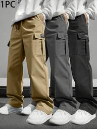 1ชิ้น กางเกงคาร์โก้ลำลองผู้ชาย ทรงขากระบอกหลวม เนื้อผ้าทิ้งตัวสวย เหมาะสำหรับพักผ่อนและกิจกรรมกลางแจ้ง เหมาะเป็นของขวัญสำหรับคู่รัก ทำจากผ้าโพลีเอสเตอร์ 100% พร้อมเชือกผูกเอวเพื่อปรับความกระชับ มีให้เลือกหลายสี