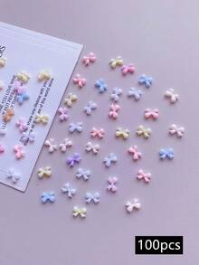 100pcs Candy Color Mini Bow Tie Nail Art Decorations, DIY Bow Ties, Ribbon Nail Art Accessories, Mixed Bow Tie Styles, Nail Art Decor, Nail Art Supplies, Suitable For Holiday And Date Nail Salon Decoration - Multicolor - View 9