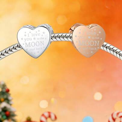 Dije con forma de corazón "Te amo mamá" plateado en plata de ley 925, adecuado para pulseras, collares, manualidades de joyería, ideal para el Día de San Valentín, Día de la Madre y mujeres