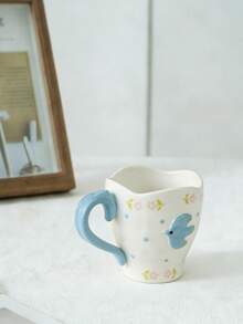 1个手绘陶瓷咖啡杯，带有浮雕图案，适合下午茶 - 彩色 - 查看 4