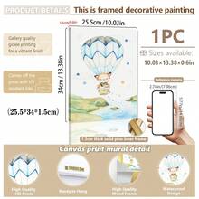 1幅帆布墙画_儿童房海报，热气球，儿童艺术，墙面装饰，图片，动物图案，礼物，波西米亚风格，婴儿用品 - 带框婴儿房墙画，完美适用于游戏室装饰、婴儿房装饰、托儿所装饰、幼儿园装饰、男孩房装饰、女孩卧室装饰、儿童房装饰。 - 彩色 - 查看 25