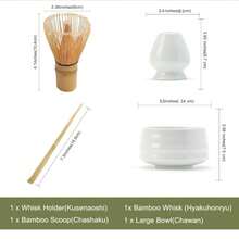 4pcs Matcha Set, Matcha Utensil Set, Includes Matcha Bowl, Whisk, Scoop And Stand, Pure White Ceramic Matcha Tool Set - Multicolor - View 8