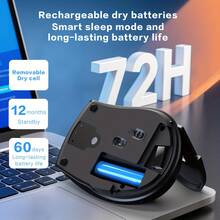 Lenovo N560 Wireless Mouse, Ergonomic Design, 2.4G Three-Mode Mouse With BT 3.0/5.2, 800/1200/1600 DPI Optical Tracking, Compatible With PC/Laptop/Tablet/Smartphone, Gaming And Office Computer Mouse - White - View 5