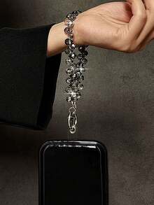 1pc Luxury Multi-Color Crystal Chain Wrist Strap, Detachable Phone Case/Keychain Holder With Clip - Multicolor - View 11