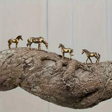 4pcs High Quality Copper-Color Mini Horse Figurines - Micro-Carved Crafts, Room Decor Horse Sculptures | Copper Surface - Moss Terrarium Fish Tank Micro Landscape Decorations - Multicolor - View 6