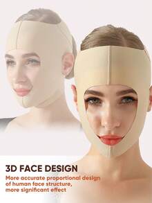 larrycard 1pc Women's Facial Compression Headband, Chin Lifting, Double Chin Reducing, V-Shape Face Shaping Beauty Health Accessory - Apricot - View 1