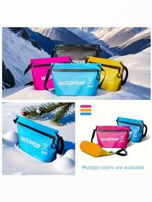 1个防水旅行拉链手提包 - 多功能手提包，带拉链口袋和“防水袋”字样印花，可用作手提化妆包、拉链收纳包、防水单肩化妆包、游泳包、户外旅行便携小包、洗漱包，容量1.32加仑，适合河流徒步、漂流船游泳等户外运动 - 在徒步、露营和水上运动中保持个人物品干燥 - 彩色 - 查看 5