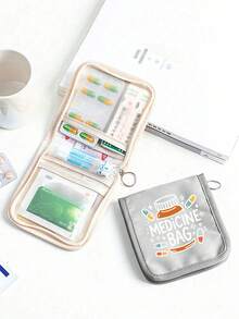 彩色卡通药丸图案便携式药袋,多功能旅行药品收纳盒,轻巧设计,易于放入包/钱包,适用于药袋、药盒和旅行药包,适合旅行、上班族、学生、家庭使用,也适合日常使用、旅行、办公、户外活动。药盒、药盒、药瓶、药罐、医院包、急救包、药品整理器、药品收纳袋、旅行必备包袋、旅行度假必备品 - 彩色 - 查看 5