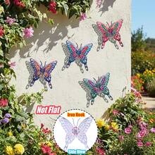 4 PEÇAS Decoração de Parede de Arte em Metal Vazado em Formato de Borboleta, Escultura de Parede de Arte em Ferro Vibrante e Resistente à Ferrugem de 16 cm, Ornamento Decorativo Suspenso para Jardim, Pátio, Quintal, Varanda, Cerca - Presente Perfeito para Família, Amigos, Inauguração e Dia das Mães - Estilo A - Visão 10