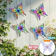 4 PEÇAS Decoração de Parede de Borboleta de Metal Vazado, Escultura de Parede de Arte de Ferro Vibrante e Resistente à Ferrugem de 16 cm para Jardim, Pátio, Quintal, Varanda, Cerca - Presente Perfeito para Família, Amigos, Inauguração e Dia das Mães - Estilo B - Visão 8