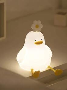 1pc Cute Duck Shape Nightlight, USB Rechargeable Sensor Nightlight, LED Silicone Tap Light, Bedroom Rechargeable Lamp, 3 Brightness Levels Adjustable Timing Nightlight, Bedroom And Living Room Atmosphere Lamp - Multicolor - View 8