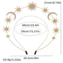 2PCS/1PC Sun Goddess Crown R Star Moon Headband Christmas Headband Halloween Headdress Bohemian Hair Accessories - Multicolor - View 7