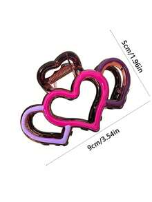 1个新款简约镂空大油滴心形发爪夹，时尚甜美发夹头饰女士发饰时尚发夹 - 彩色 - 查看 4