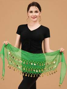 Women's Belly Dance Hip Chain - 66 Gold Coin Tassels In A Fan Skirt Wrap, Featuring Sequins And Coin Designs, Elastic Waistband, Suitable For Belly Dance, Hip Hop, Street Dance - Performance Costume Accessory, Dancewear, Dance Performance - Multicolor - View 25