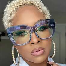 Retro Oversized Cat Eye  Transparent Gradient Lenses Lightweight Durable Unisex Fashion Glasses  Fashion Glasses Y2K Fest Music Fest For Summer Beach Vacation, Outdoor, Travel Preppy Style For Back To School Plain PC Rimless - 黑色 - 查看 6