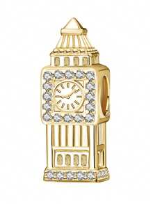 1pc Fashionable Shiny Heart Angel Pendant Beads Jewelry, Suitable For Women Bracelet DIY - Gold - View 3