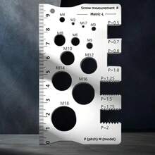 1pc 304 Stainless Steel Screw Measuring Ruler, Screw & Bolt Measurement Caliper, Durable, Precise Thread And Distance Measurement Scale, Screw Nut Gauge, M12 Precision Distance Diameter Caliper