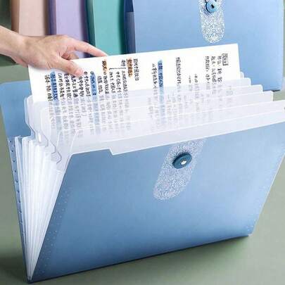 Five-Frame Organ Bag Folder Student Test Paper Clip Cute Transparent Classification Storage A4 Multi-Layer Storage Bag 1pc