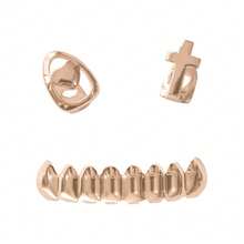1 Set Glossy Hollow Heart & Cross Tooth Grillz, Unisex Daily Wear Tooth Jewelry Accessories