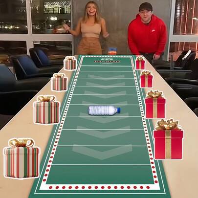 1件装卷轴计分家庭游戏桌旗，适用于竞技派对游戏、游戏之夜、汽车聚会、生日、圣诞节、周年纪念日、派对和节日，也适用于团队建设、家庭聚会、朋友聚会和节日活动。