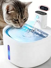 Fuente de agua automática inalámbrica para gatos - 88 Oz/2.6 L/0.69 Galones, con sensor de movimiento para dispensar agua automáticamente, 3 modos - Modo sensor, Modo temporizador de 20 minutos, Modo continuo de 1 hora, Bomba de agua súper silenciosa - Dispensador de agua para mascotas alimentado por batería recargable - multicolor - Ver 13