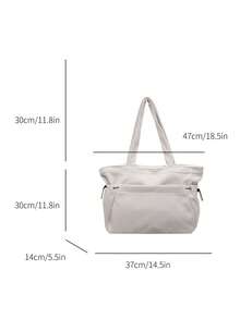 1pc Corduroy Tote Bag For Women, Large Capacity, 2026 New Autumn/Winter Versatile Casual Shoulder Bag, Suitable For College Students - Beige - View 9