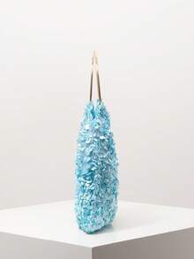 Sequin Clutch Bag With Metal Ring Decor, Elegant Evening Party Purse, Wedding Accessories, Gift For Women, Valentine's Day (Random Pattern) - Blue - View 5