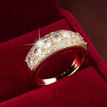 1pc Minimalist Geometric Big Polka Dot Design Cubic Zirconia Inlaid Fashion Ring For Women - Multicolor - View 2