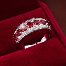 1pc Minimalist Geometric Big Polka Dot Design Cubic Zirconia Inlaid Fashion Ring For Women - Multicolor - View 1