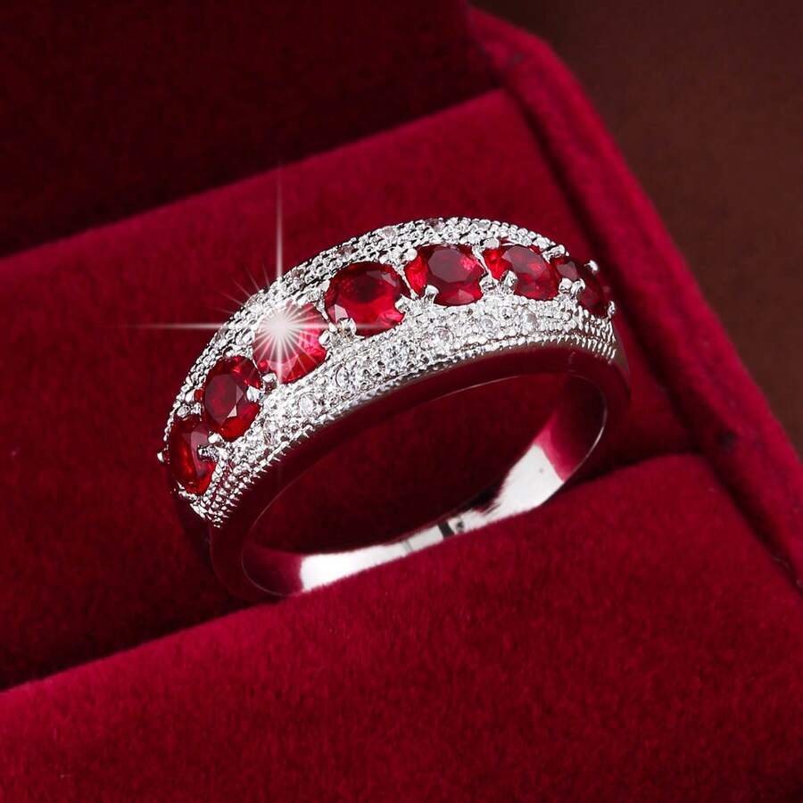 1pc Minimalist Geometric Big Polka Dot Design Cubic Zirconia Inlaid Fashion Ring For Women - Multicolor - View 1