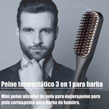 Peine Eléctrico para Hombres, Peine alisador de pelo eléctrico para hombre, Plancha de Pelo con Cepillo Caliente, Peine alisador de cabello portátil, Para alisar y peinar barba y cabello(Negro) - Peine para barba - Ver 7