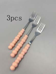 1/3 chiếc nĩa thép không gỉ Pearl, tay cầm bằng gốm, nĩa tráng miệng chất lượng cao, thích hợp cho bữa tối kiểu Tây tại nhà, bít tết và món tráng miệng - Nhiều màu - Xem 24