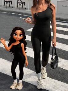 AiTyi 女士无袖连体裤，休闲通勤运动露背修身时尚简约显瘦性感健身瑜伽塑形街头服饰，适合日常穿着、毕业季、返校季、音乐节、骄傲月等场合，2026 新款春夏修身紧身无袖针织连体裤 - 黑色 - 查看 1