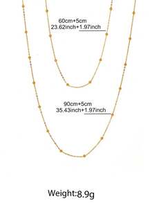 1 Simple And Fashionable Stainless Steel Double Cross Chain Necklace Women Suitable For Daily Life, Dating, Travel Wear, European And American Beaches Sexy Geometric Beads Double Necklace Jewelry. - necklace - View 2