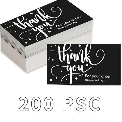 Five Different Designs, 200 Of Each, Black Thank-You Cards. Suitable For Online Retailers, Business Supplies, And Local Stores. Writable On The Reverse.