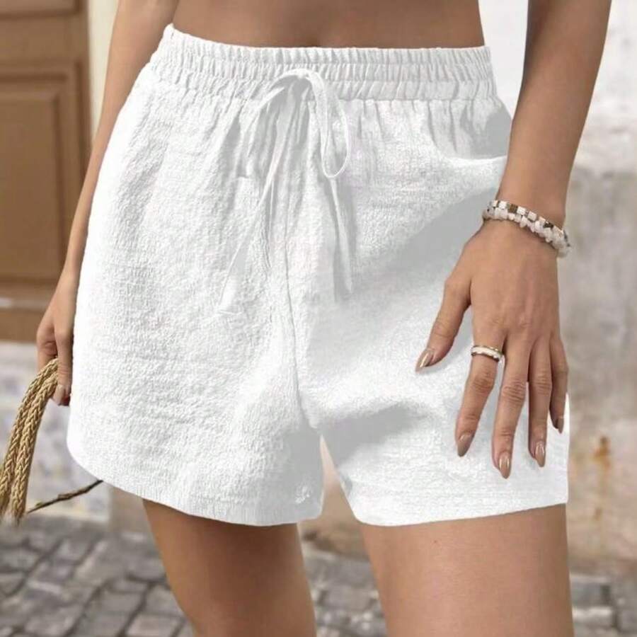 WO Women's Shorts Sizes G1 G2 G3 Plain Dune Fabric Elastic Waistband Versatile And Cool - 彩色 - 查看 1