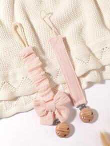 2pcs Baby Pacifier Chain, Fashionable Printed Pacifier Clip And Wooden 3-Hole Pacifier Clip, Suitable For Baby Boys And Girls, Daily Use And Gift - Multicolor - View 1